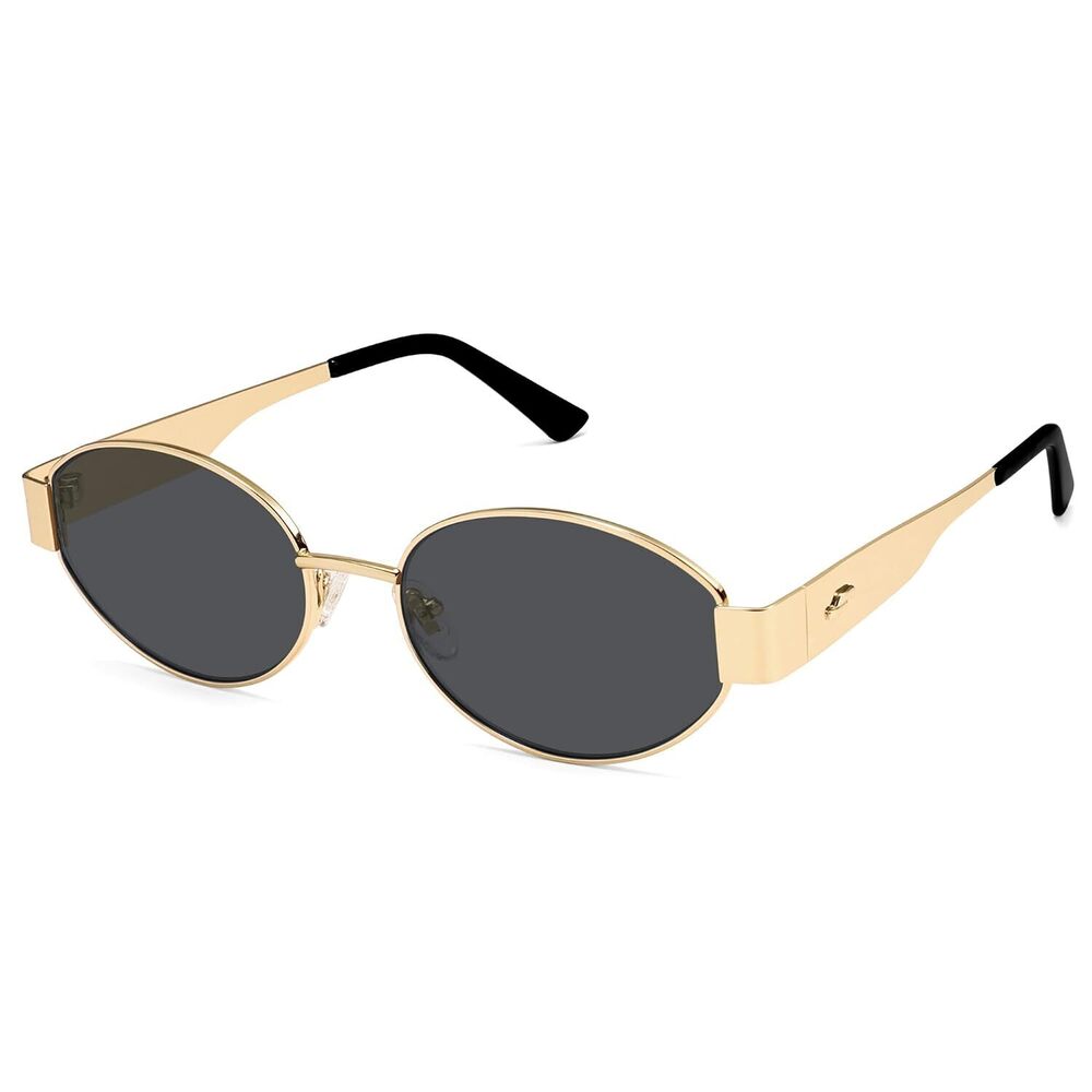 Oval Sunglasses for Women Retro Gold Grey UV400